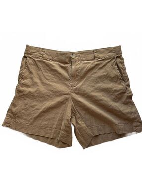 Vince Stretch Linen Blend Shorts Khaki color Womens size 16
